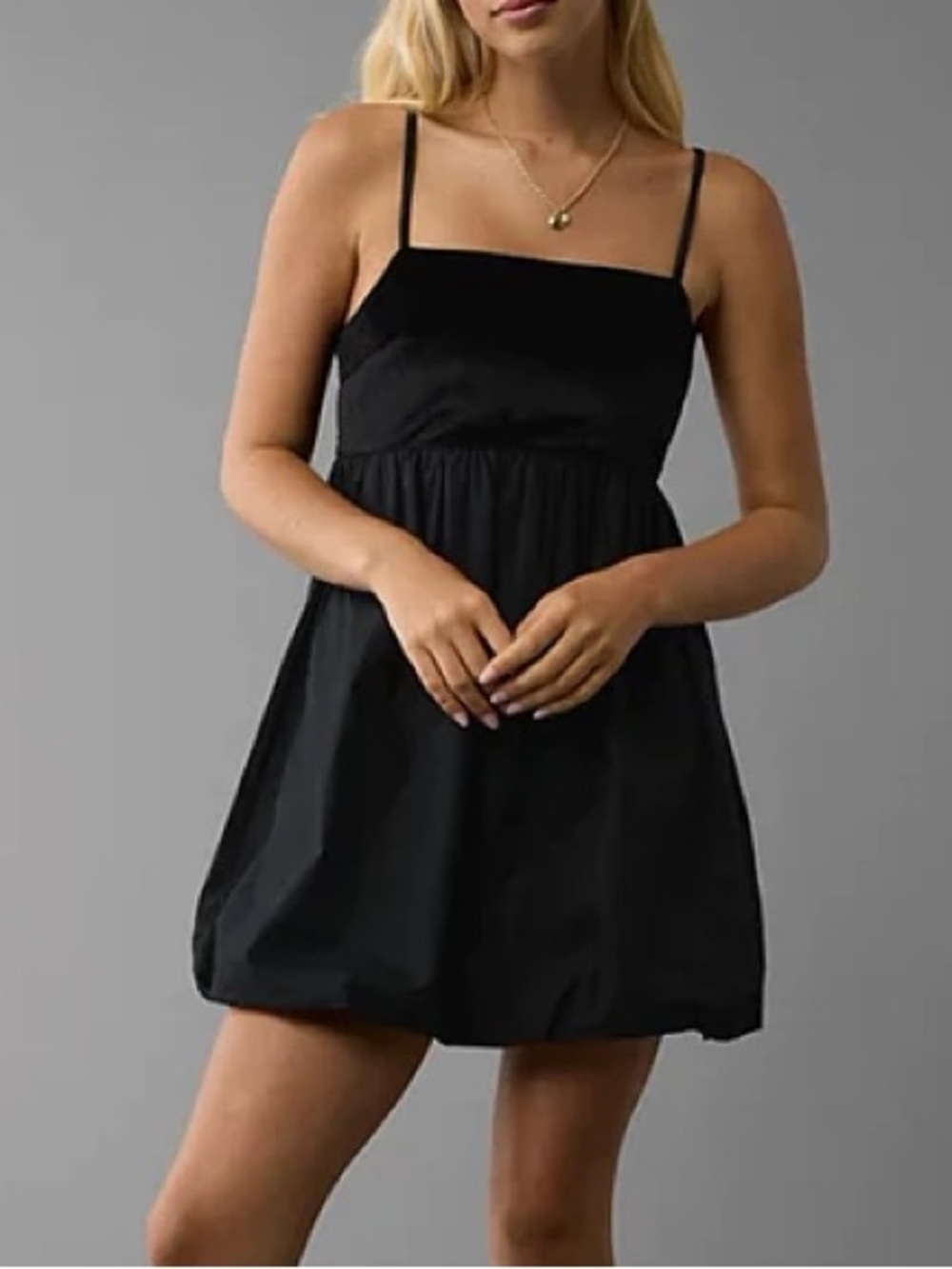 NWT- American Eagle Outfitters AE Velvet Bubble Mini Dress in black